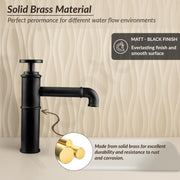 Plantex Pure Brass Pillar Basin Mixer Tap for Wash Basin/Mixer tap for Bathroom - (Matt Black Finish)