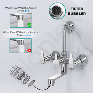 Plantex Wall Mixer for Bathroom 2 in 1 with L-Bend Connector for Overhead Shower/Tap Mixer/Water Saving Nozzle Tap - 7 Year Manufacturer's Warranty (LEA-718-Chrome)