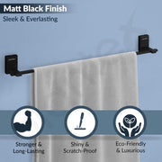 Plantex 304 Grade Stainless Steel 24-inches Single Towel Rod for Bathroom/Towel Rack/Towel Hanger/Bathroom Accessories - Senso (Black)