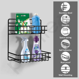 Plantex Self Adhesive Detergent Rack/GI Steel Bathroom Multipurpose Detergent Holder/Bathroom Shelf/Storage Rack/Bathroom Accessories (Powder Coated)