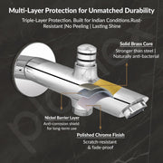 Plantex Pure Brass Bathtub Spout with Brass Wall Flange/Button Attachment for Hand Shower -(BAL-522-Mirror-Chrome)