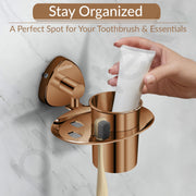 Plantex J4 Stainless Steel Toothbrush Holder for Bathroom/Toothbrush Stand for Bathroom/Tumbler Holder/Bathroom Accessories (PVD Rose Gold Finish) Angel