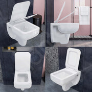 Plantex Ceramic Rim Wall Hung Western Toilet/Tabletop Wash Basin/Commode for Toilet/Wash Basin for Bathroom - Combo - (White)