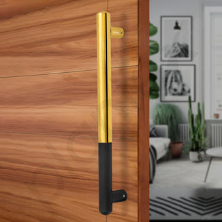 Plantex 14 Inch Main Door Handle, Stainless Steel & Aluminium, Pull-Push, Black & Gold