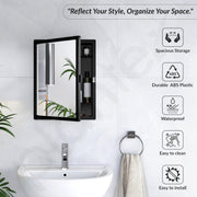 Plantex Bathroom Cabinet with Mirror/ABS Bathroom Storage Organiser/Multipurpose Bathroom Shelf/Wall Mount Mirror Cabinet for Wash Basin (14x18 Inch, Black)