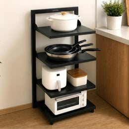 Plantex Shelf Storage Rack/GI Steel Storage Organizer/4 Tier Shelf Rack for Home - Pack of 1 (Black)