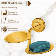 Plantex 304 Grade Stainless Steel Double Soap Holder for Bathroom/Soap Dish/Soap Stand for Bathroom Wall/Bathroom Accessories - Daizy (Golden)