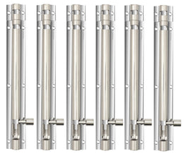 Plantex Heavy Duty 8-inch Joint-Less Tower Bolt for Wooden and PVC Doors for Home Main Door/Bathroom/Windows/Wardrobe - Pack of 6 (703, Silver - Chrome)