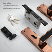 Plantex Door Lock Set - Main Door Lock Plate Handle Set/Mortise Lock with 3 Keys/Lock Body and Cylinder - Pack of 1 (OHMH-21, PVD Rose Gold & Black)