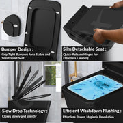Plantex Platinum Ceramic Rim Wall Hung Western Toilet/P Trap Western Commode with Soft Close Seat Cover/ Commode with Washdown Flush - (Black-M)
