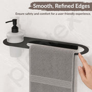 Plantex Stainless Steel Napkin Ring with Soap Dispenser for Bathroom/Bathroom Towel Hanger for Wall/Towel Ring Bathroom Accessories - Pack of 1 (Black)