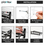 Plantex Aluminium Folding Towel Rack with Swivel Towel Rod/Towel Hanger for Bathroom/Towel Hanger with Hooks/Bathroom Accessories (24 Inch) Black
