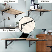 Plantex 24 Inch Foldable Shelf Bracket/GI Steel Multipurpose Bracket/L Bracket/Space Saving Bracket for Wall/Folding Table Bracket for Home & Office (Pair of 1, Black)