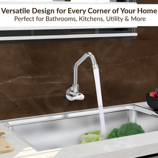 Plantex LEA-710 Pure Brass Kitchen Sink Tap with Brass Wall Flange and Teflon Tape/360° Swivel Spout Tap for Kitchen Sink -7 Year Warranty by Plantex (Mirror Chrome)