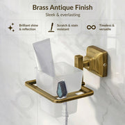 Plantex 304 Grade Stainless Steel Tumbler Holder Stand with Spaces/ABS Material Toothbrush Holder/Bathroom Accessories - Squaro (Antique)