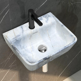 Plantex Wall Hung Wash Basin for Bathroom/Designer Ceramic Basin/Rectangle Countertop Washbasin for Home/Office (17 x 14 x 5 Inch)