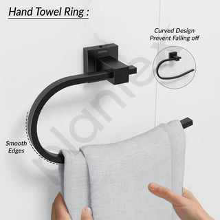 Plantex 304 Grade Stainless Steel Napkin Holder for Wash Basin Hand Towel Holder/Hanger Bathroom Accessories - Splash (Black)