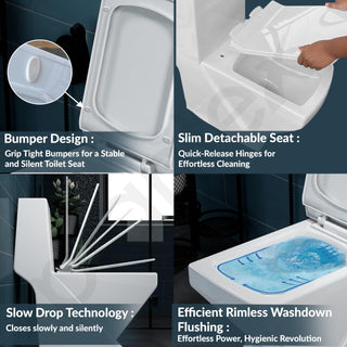 Plantex Commode for Toilet/Rimless Ceramic One Piece Western Toilet/Commode with Soft Closing Toilet Seat - S Trap Outlet (White)