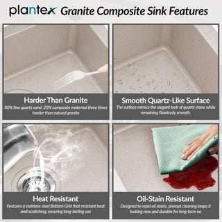 Plantex Quartz Acrylic Kitchen Sink with 10 Years Warranty by Plantex/Undermount Sink for Kitchen/Granite Single Bowl Kitchen Sinks with Coupling (Ultra Brun 21x18 Inches)