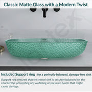 Plantex Luxury Glass Basin/Table Top Matt Wash Basin Over Counter/Countertop Basin for Bathroom & Living Room (Green - 21 x 15.5 x 4 Inch)