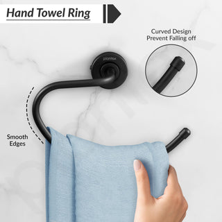 Plantex 304 Grade Stainless Steel Round Napkin Holder for washbasin/Hand Towel Holder/Napkin Ring for Bathroom/Bathroom Accessories - Daizy (Black)