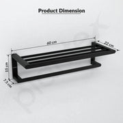 Plantex Space Aluminium Towel Rack with Fix Towel Rod/Towel Bar/Towel Hanger/Towel Stand for Bathroom/Bathroom Accessories (Black)