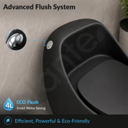 Plantex Imported Commode for Toilet/Rimless Siphonic Vacuum Jet Flush Western Commode/Floor Mounted Western Toilet with Soft Closing Toilet Seat - (Black Matt)
