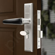 Plantex Heavy-Duty Door Lock Set - Main Door Lock Plate Handle Set/6-Lever Mechanism Mortise Locks with 3 Keys/Brass Locks Body & Cylinder (PTP-09- Satin & Black)