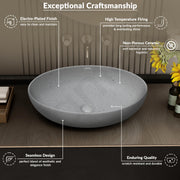 Plantex Table Top Wash Basin for Bathroom/Designer Ceramic Basin/Countertop Vessel Sink Basin/Wash Basin Over Counter for Home/Office (Light Grey - 20 x 15.5 x 5 Inch)