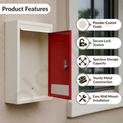 Plantex All in 1 Multipurpose Big Size Letter/Complaint/Suggestion/Donation Box With Lock - Table Top or Wall Mount (Red & Ivory)