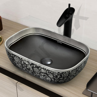 Plantex Wash Basin for Bathroom/Ceramic Table Top Washbasin/Countertop Vessel Sink Basin - Indo-European Collection (EQTT-521,18 x13x 5 Inch)