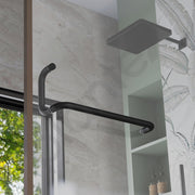 Plantex Shower Door Handle/Stainless Steel Towel Bar Combination/Towel Holder for Glass Shower Door and Bath Door Pull Handle - Pack of 1 (Black)