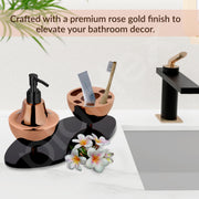 Plantex Liquid Soap Dispenser with Tumbler Holder for Bathroom/Stainless Steel and Acrylic 2 in 1 Shampoo Dispenser with Toothpaste Holder/Bathroom Accessories - Pack of 1 (Rose Gold & Black)
