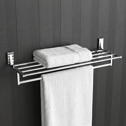 Plantex Towel Rack for Bathroom/Pure Brass Towel Holder/24 Inch Towel Stand/Towel Bar/Bathroom Accessories - Pack of 1 (APS-RTO-13, Chrome)