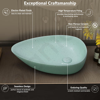 Plantex Table Top Wash Basin for Bathroom/Designer Ceramic Basin/Oval Countertop Vessel Sink Basin for Home/Office (Pistachio Green - 22 x 15 x 5 Inch)