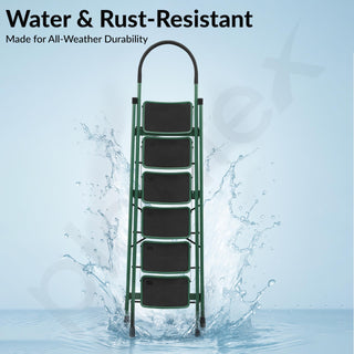 Plantex Hercules Pro 6-Step Foldable Ladder for Home with 200 kg Load Capacity/Heavy-Duty GI Steel Ladder/Anti-Slip Wide Step/Strong, Stable & Multi-Purpose (Green)