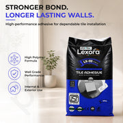 Plantex Lexora Tile Adhesive for Terracotta/Ceramic & Quarry Tiles/Polymer Modified Cement Adhesive for Floor & Wall Tiles Fixing/ Kitchen & Bathroom  Use - 20kg (LX-03, White)