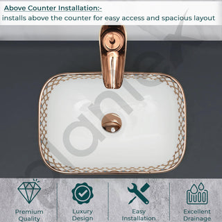 Plantex Ceramic Table Top Wash Basin/Washbasin/Countertop Wash Basin for Bathroom/Living Room(NC-482, 14 x 10 x 5 Inch)