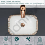 Plantex Ceramic Table Top Wash Basin/Washbasin/Countertop Wash Basin for Bathroom/Living Room(NC-482, 14 x 10 x 5 Inch)