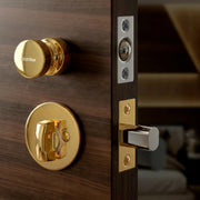 Plantex Bathroom Door Lock/Stainless Steel Pull Push Door Handle Lock Set/Keyless Lock Handle for Bathroom (PVD Gold, DTM-666)