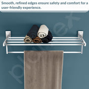 Plantex 304 Grade Stainless Steel 24 Inch Towel Rack For Bathroom/Towel Stand/Towel Hanger/Bathroom Accessories - Iris (Chrome)