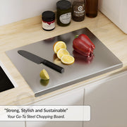 Plantex L-Shape Chopper Board/Stainless Steel Chopping Board for Kitchen Use/Vegetable Cutting Board with Scratch-Proof, Anti-Bacterial, Non-Slip Design (Size- 35.5 X 23 cm)