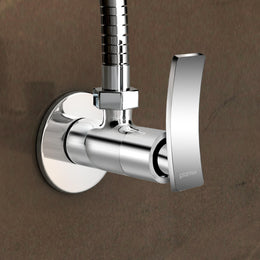 Plantex Pure Brass Angular Stop Cock/Stop Cock for Bathroom/Angular Valve for Wash Basin Connection with Brass Wall Flange & Teflon Tape - Pack of 1 (Star, Chrome)