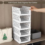 Plantex Plastic Clothes Organizer for Wardrobe/Cupboard Organizer for Clothes/Closet/Drawer Organizer/Almirah Space Organiser for Cupboard (5-Tier, White)