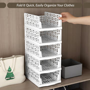 Plantex Plastic Clothes Organizer for Wardrobe/Cupboard Organizer for Clothes/Closet/Drawer Organizer/Almirah Space Organiser for Cupboard (5-Tier, White)