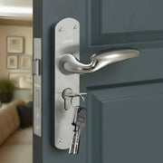 Plantex Door Lock Handle Set/Main Door Lock with 3 Years of Warranty/Mortise Lock with 6-Lever Lock Mechanism (8134 - Satin Steel & Chrome)