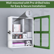 Plantex First Aid Box/Emergency Medical Kit Box for Medicine Storage/Multi Compartment First Aid Kit Box for Home, School, Office Without Key - (Green & White)
