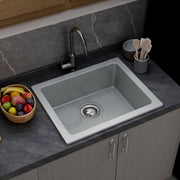 Plantex Metallic Quartz Acrylic Kitchen Sink/Undermount Sink For Kitchen With 10 Years Warranty /Metalic Single Bowl Kitchen Sinks With Coupling (Lintus 21X18 Inches),Grey