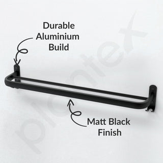 Plantex Aluminium Dual Towel Rod for Bathroom/Towel Hanger/Cloth Hanger for Bathroom with Hooks/Bathroom Accessories (Black) 24 Inch
