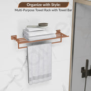 Plantex 304 Grade Stainless Steel 24 inch Towel Rack for Bathroom/Towel Stand/Hanger/Towel Bar/Bathroom Accessories - Benz (Rose Gold)